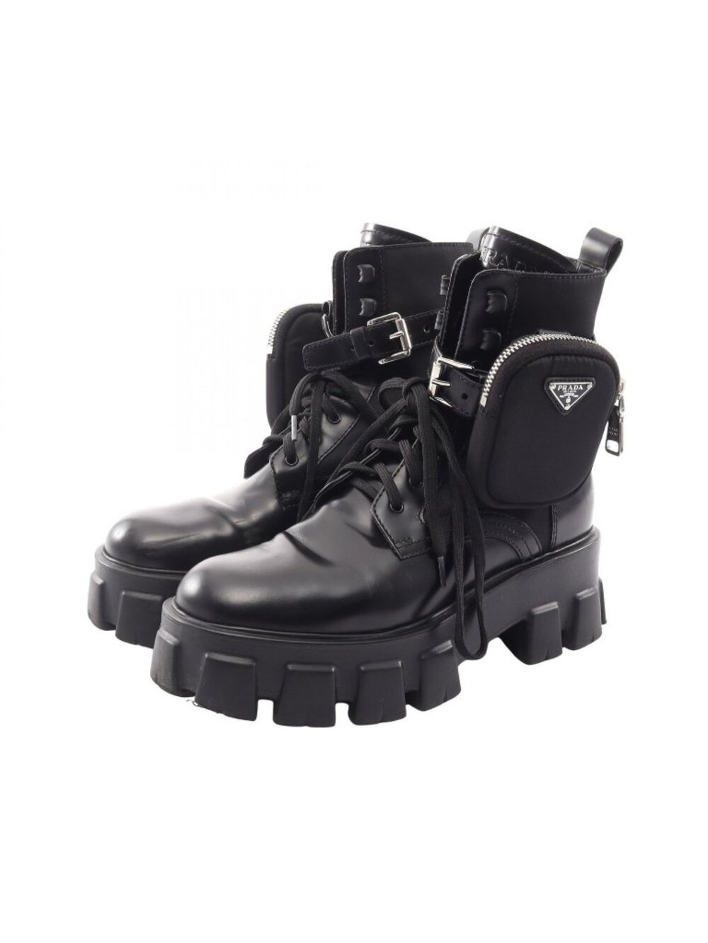 Prada Boots Re-Nylon Monolith Leather Nylon Shoes